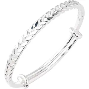 925 Sterling Silver Bangle Bracelets for Women, Fashion Jewelry Simple Adjustable Silver Bangles Valentine Mothers Day Gift