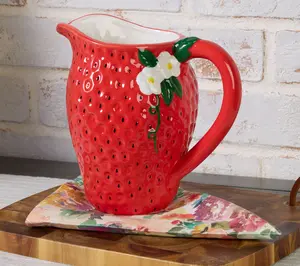 Ceramic Strawberry Fruit Pitcher by Valerie