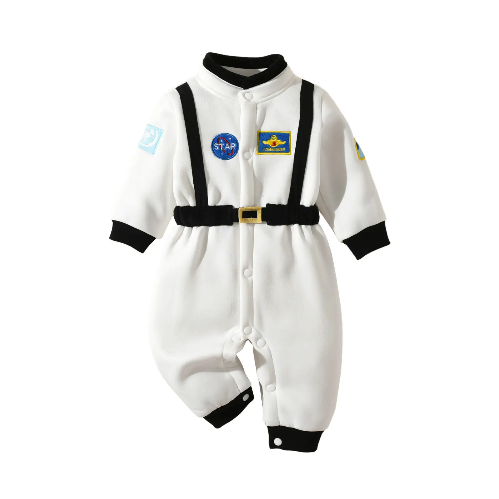 Toddler Baby Boy Astronaut Romper Outfits Button-Down Jumpsuit Spaceman Costume For Kids Cosplay Dress-Up Party