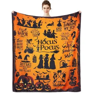Witch Blanket Halloween Throw Blankets Hocus Pocus Blanket for Women Witch Flannel Fleece Blankets for Couch Sofa Bed Chair Decor Halloween Decorations Blanket