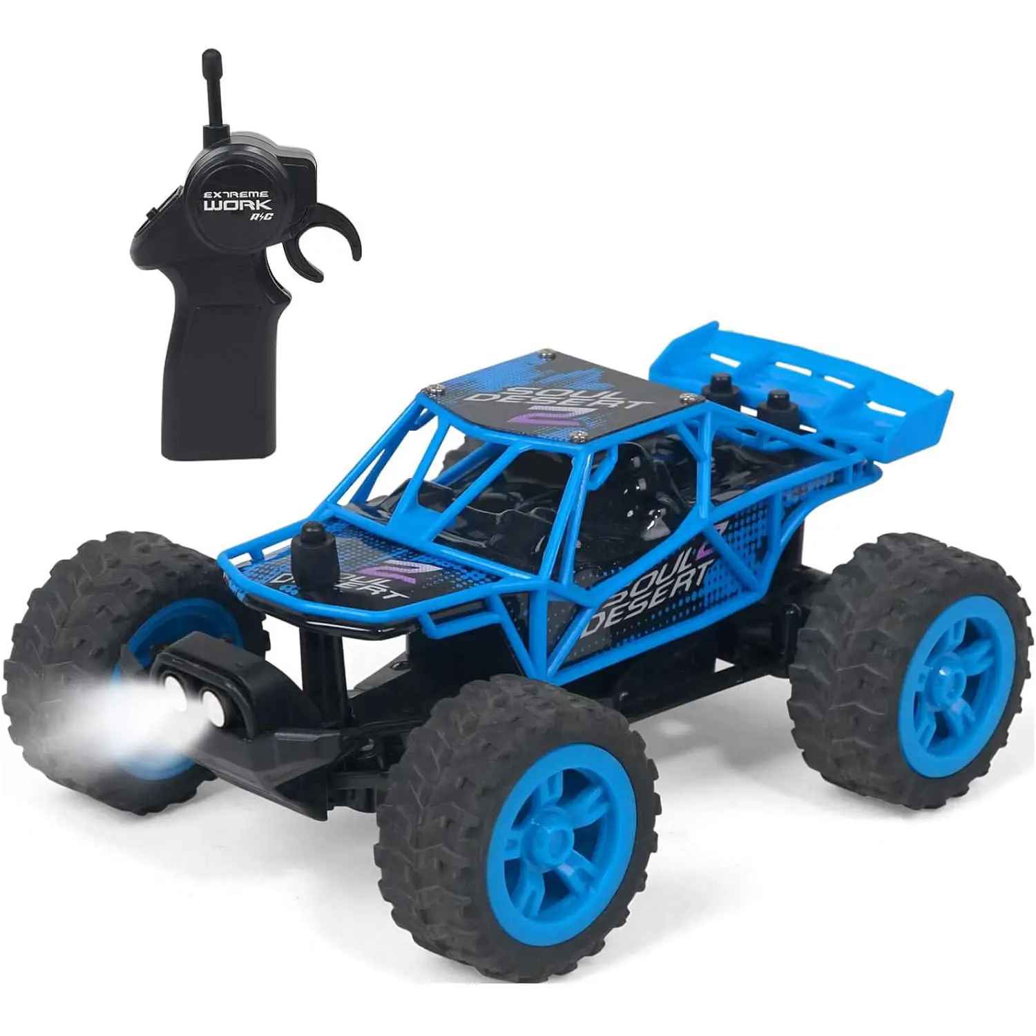 WOWRC 1/32 Scale 2.4Ghz RTR Remote Control Car - 25 km/h High-Speed Off-Road Buggy, Built-In Batteries, All-Terrain Tires, LED Lights, ABS Plastic, Indoor Race Car, Boys Gift