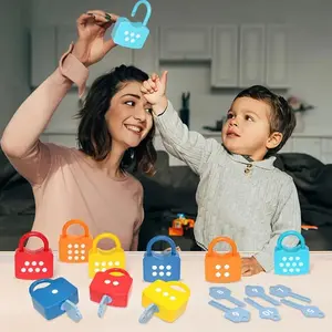 Montessori Early Education Lock Game Set, Number Pairing, Cognitive Key Fine Motor Training, Lock Puzzle Toy