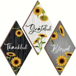 Sunflower Pattern Wooden Wall Art, 3 Counts/set Rustic Wall Decor, Wall Decor for Living Room Home Office Classroom Decor, Ornaments, Indoor Decoration