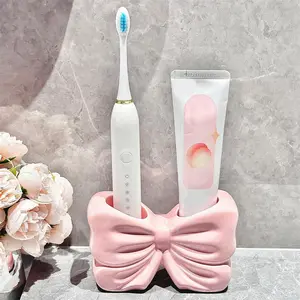 Butterfly Knot Toothbrush Holder, Ceramic Toothbrush Rack, Bathroom Sink Organizer, Creative Electric Toothbrush Storage, Toothpaste Holder, Bathroom Accessory, Home, Restroom - /