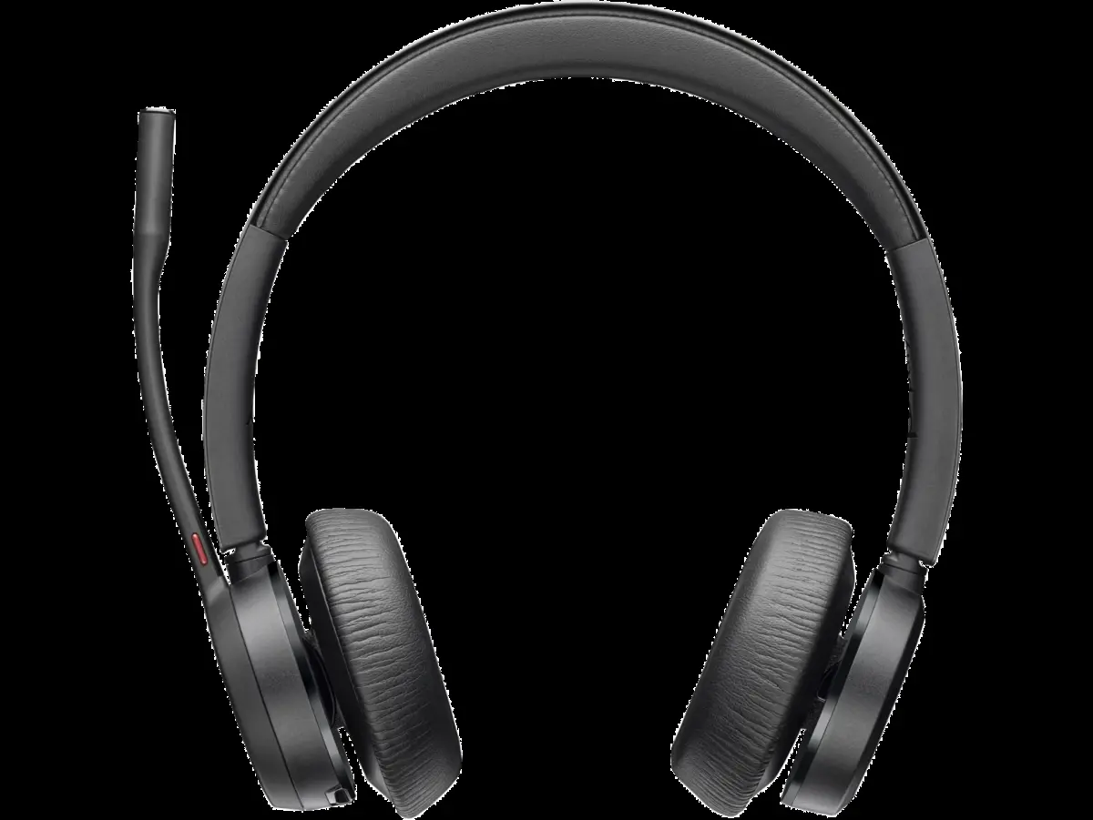 HP Poly Voyager 4320 UC Wireless Rechargeable Stereo Bluetooth Headset with USB-A Compatibility, BT700 Adapter, and Charging Stand - Black (Cycling, Outdoor Leisure Use)