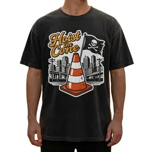 Hoist The Cone Comfort Colors T-Shirt, Streetwear Construction Humor Tee, Funny Pittsburgh Baseball Shirt