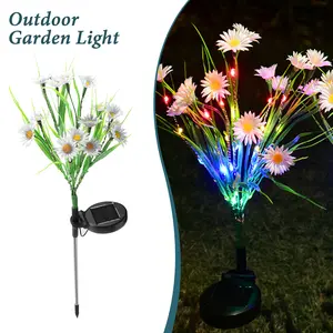 2PCS Solar Flower Lights Outdoor Garden Decor Multi-Color Changing LED Waterproof Lamp for Yard Lawn Backyard Landscape Pathway Patio Outside Garden