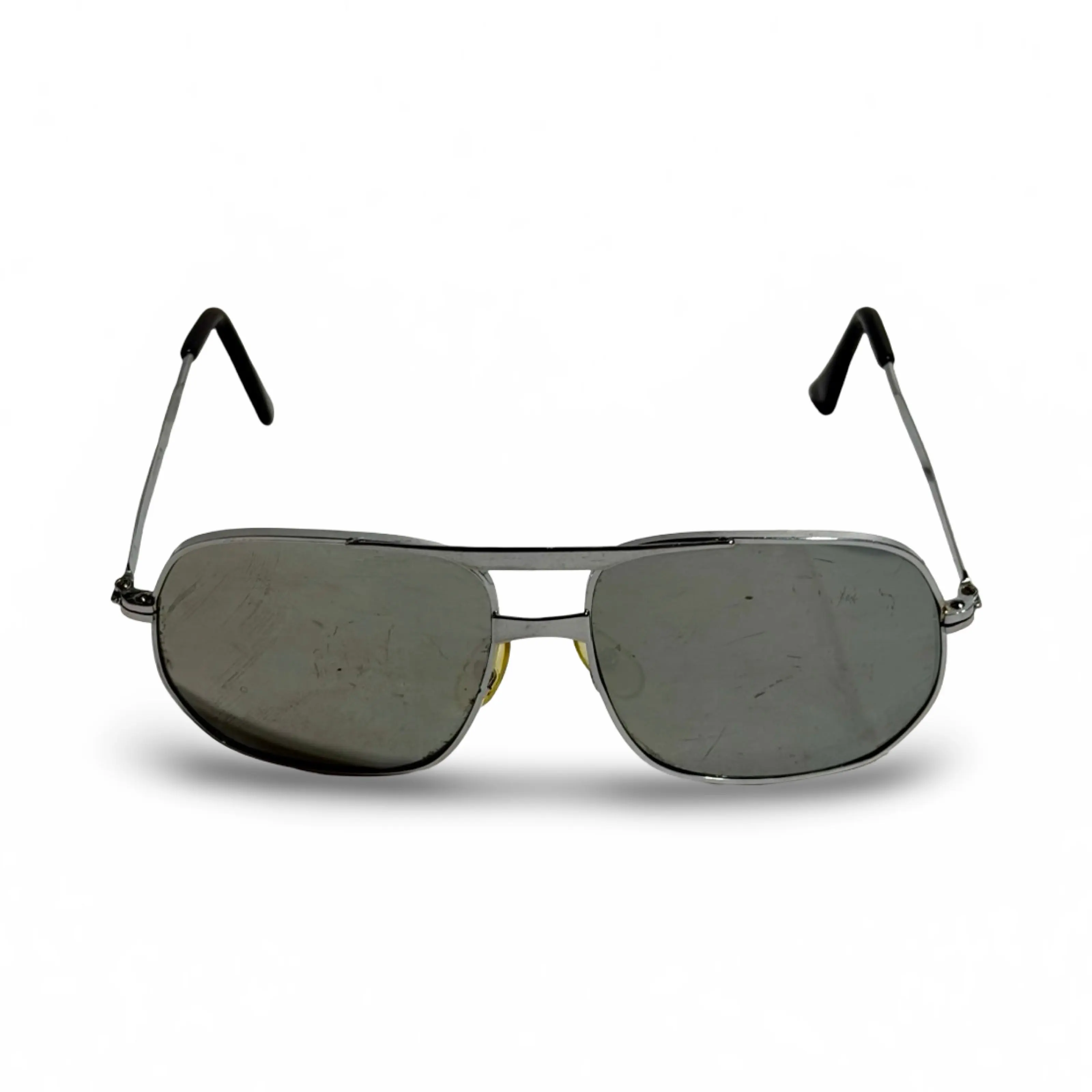 1980'S SILVER MIRRORED LENS AVIATOR SUNGLASSES