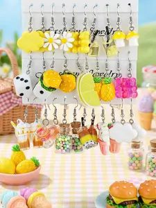 30pcs Fun Series Drop Earrings Set, Birthday Gift, Daily Wear, Holiday Gift, Casual Style, Plain Pattern, All Seasons, Casual Trendy Jewelry