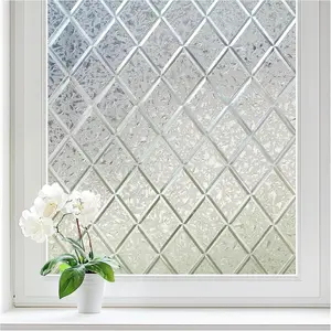 Decorative Frosted Window Privacy Film, Sun Blocking Stained Glass Clings, Static Cling Removable Stickers for Home Door Coverings, Lattice Pattern 17.5" x 78.7"