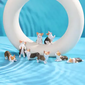 Cute Mini Corgi Car Decorative Figurine, Fun Aquarium Ornament, Collectible Pose Figure, Ideal for Home and Office Decoration