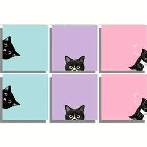 Cat Sticky Notes Set, Self-Adhesive Notebook, Cute Memo Cards, Strong Adhesion, Teacher Office School Supplies, 3x3 Inches, Adhesive Stickers