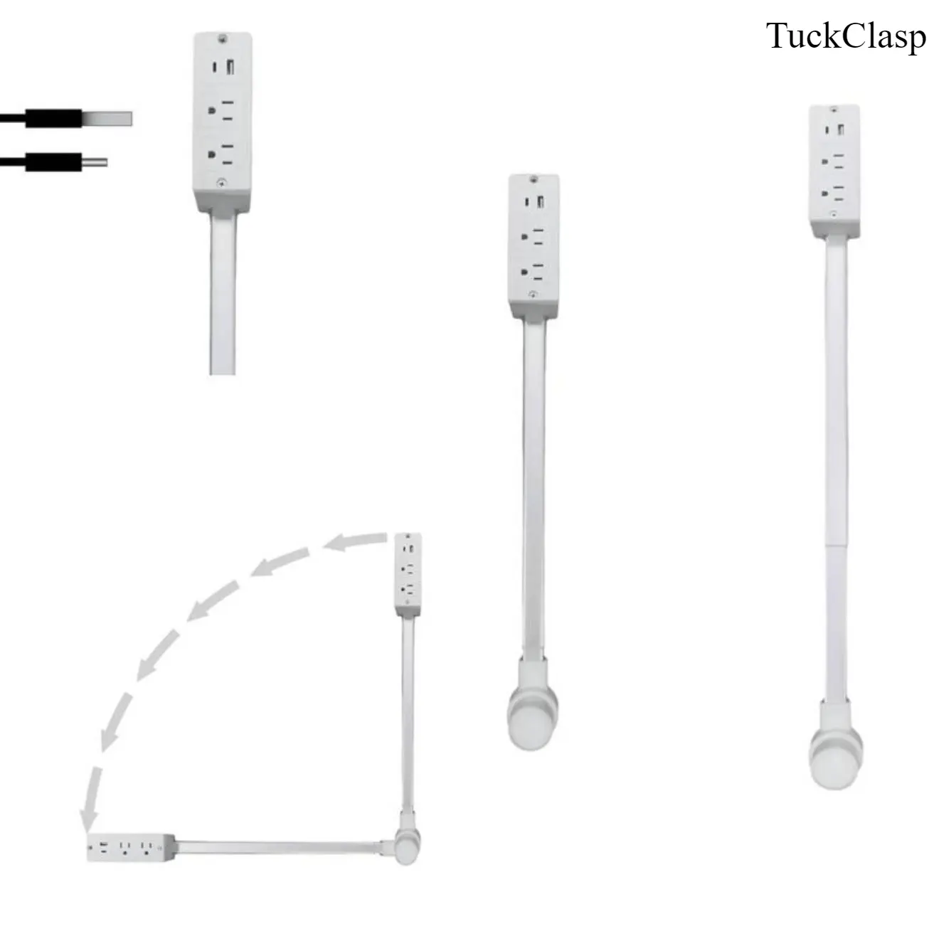 Electrical Outlet Extender for Hard-to-Reach Outlets, Adjustable 22–34 in Extension with USB-A and USB-C Ports, ETL Listed Wall Socket Adapter with Phone Charging Ledge for Home and Office Spring Organization