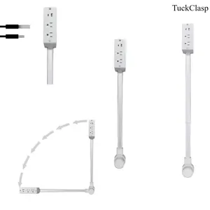 Electrical Outlet Extender for Hard-to-Reach Outlets, Adjustable 22–34 in Extension with USB-A and USB-C Ports, ETL Listed Wall Socket Adapter with Phone Charging Ledge for Home and Office Spring Organization