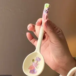 Blooming Flowers Ceramic spoons, environmentally friendly and mildew-resistant