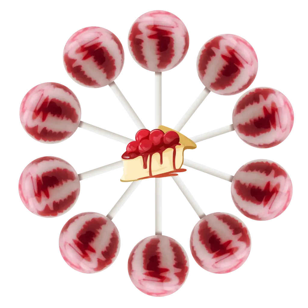 10ct. Cherry Cheesecake Cream Swirl Lollipop Bag