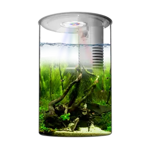 Zingbabu Fish Tank Night Light, 3 Gallon Fish Tank with Filter and Light, Self-Cleaning Desktop Aquarium Starter Kit & LED Lamp, 360 View for Small Fish, Kids Room & Home Decor(7 Color Modes, White)