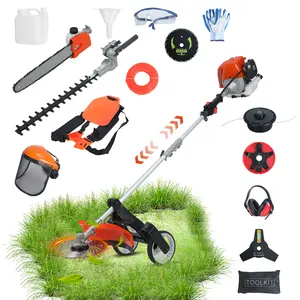 8-in-1 Multi-Functional Trimming Tool, 52CC 2-Cycle Gas Powered Hedge Trimmer, Weed Eater, String Trimmer, Brush Cutter, Edger, Pole Saw Chainsaw Pruner with Extension Pole