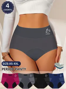 4-Pack Women's Period Underwear, Leakproof Design and Breathable Mesh, Comfortable High-Quality Print Triangle Panties for Menstruation, Fashion Breathable Underwear