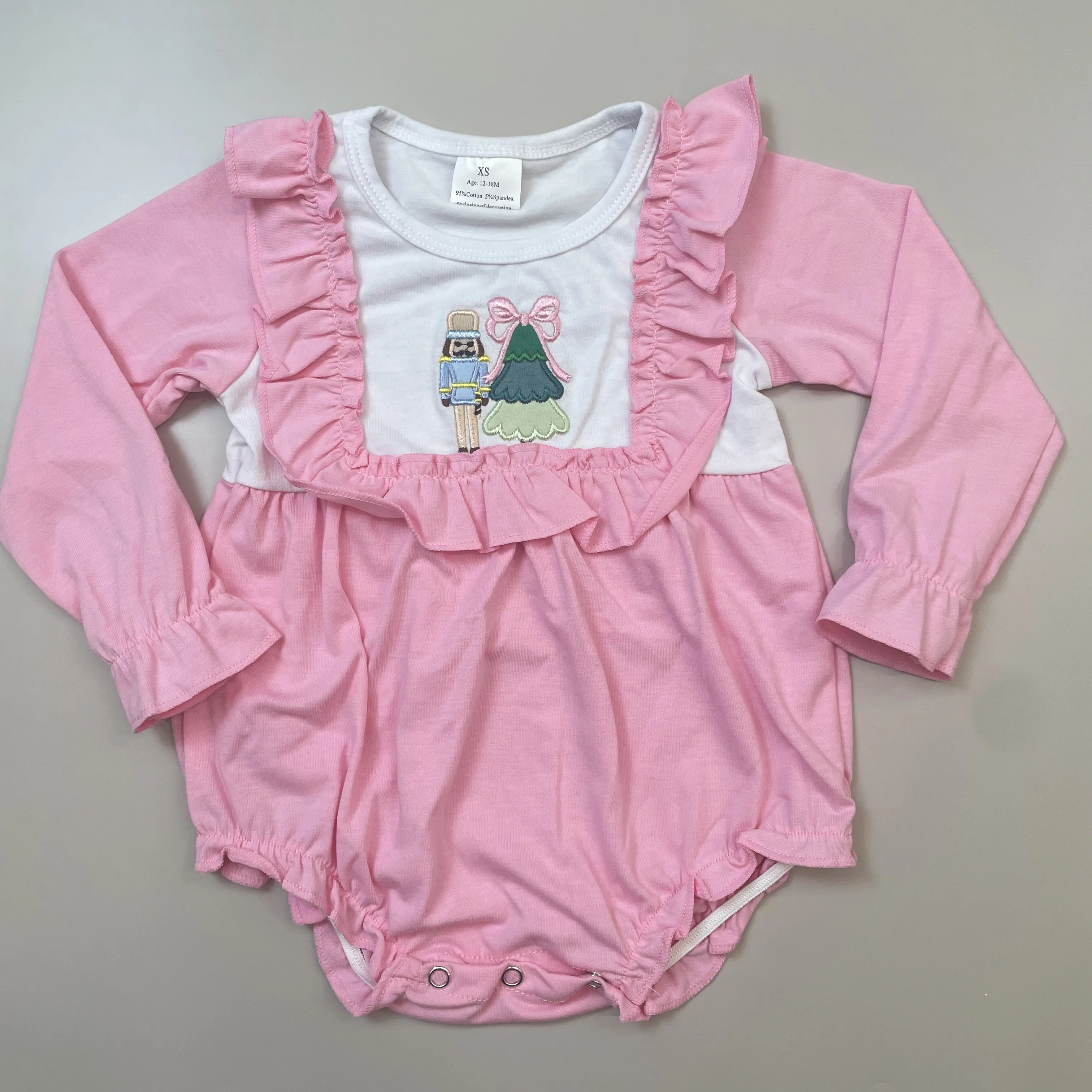 Baby Girls Clothing, Newborn Christmas Embroidered Bubble Onesie, Holiday Gift, Bodysuit Outfit, Baby Clothing, Newborn Outfits