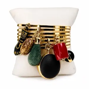 Elegant Gold-Plated Bracelets - Unisex Stylish Jewellery, Size 6, 6.5, 7 - Daily Protection Charm Accessory Jewelry Design Hoop Earrings Set