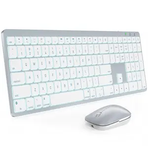 SABLUTE KMA1pro Bluetooth Keyboard and Mouse for Mac — 7-Color Backlit, Multi-Device, Rechargeable, Full-Size Wireless Keyboard Mouse Combo with Quiet Scissor-Switch Keys & Tilt Legs for Mac