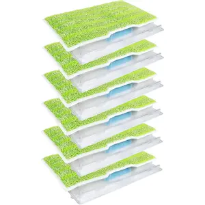 Reusable Mop Replacement Pads Refills Compatible with Shark Vacmop VM252 VM200 VC205 VM250, Reusable Wet and Dry mop Pads for Hardwood Floor Cleaning, Green, 6 Pack