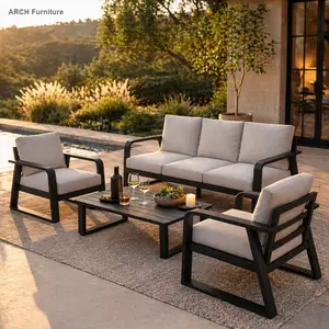 ARCH FR One three-seater + Two single seats + One coffee table, Patio Furniture Sets, Patio Sectional Set, Outdoor Patio Set,summervibes
