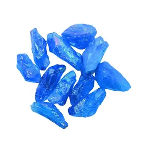 Aqua Aura Quartz Raw Crystal point : 1 piece