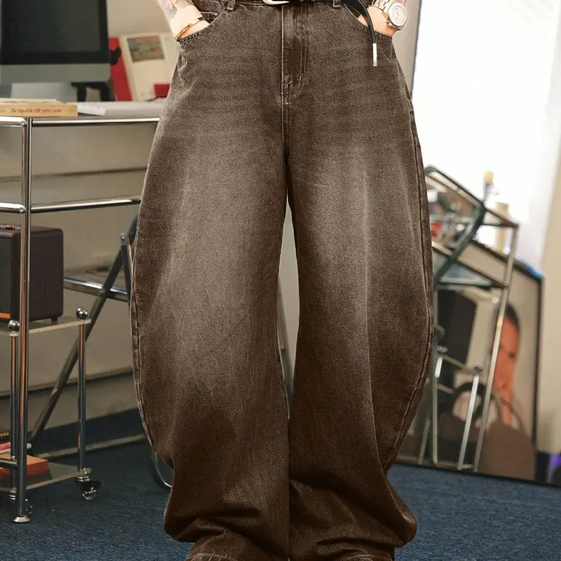 New Loose-Fit Jeans, Trendy Casual Wide-Leg Pants, American Street Style Long Pants, Daily Wear, Hip Hop Jeans, Multiple Sizes Available