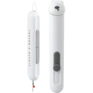 Automatic  Threaders Seam Ripper, Upgraded 3 in 1 Sewing  Threader Tool, Stretchable Quick Seam Rippers with  Storage for Hand Quilling, Embroidery Stitch Removal(Grey)