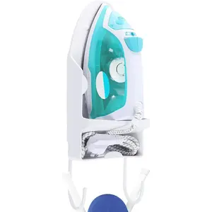 Ironing Board Hanger Wall Mount, Iron Hanger with Ironing Board Rack, Heat Resistant Iron Holder wall Mount for Max 5 Inch Width (White)