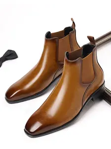 Men's Chelsea Boots Classic Business Leather Shoes, Casual Formal Ankle Boots, Stylish and Comfortable Footwear for Men