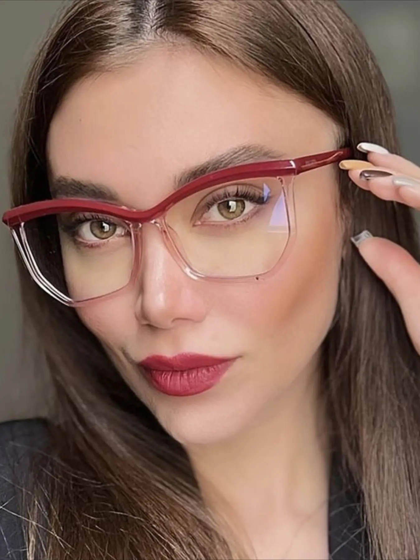 Fashion Cat Eye Women Glasses Frame Clear Lens Eyewear Men Optical Red Pink Shades UV400 Eyeglasses Frame