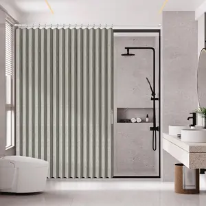 High-End Foldable Shower Curtain, Magnetic Edge Design, Waterproof, No Drilling Installation, Ideal for Bathroom Renovation, Shower Essentials, Decorative, Bathroom Decoration Accessories