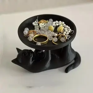 Cute Cat Jewelry Dish, Desktop Storage Tray, Versatile Organizer, Home Decor Accessory, Elegant Decorative Jewellery Holder, Perfect Gift Idea for Women & Girls