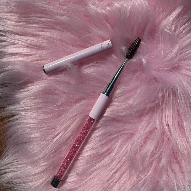 Lash Spoolie Brush - Pink Lash Brush with Glitter Finish and Metal Tip for Effective Lash Application