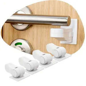 4-Piece Door Handle Lock Kit, Anti Pet Sliding Door Safety Pole, Tool Free Installation, Indoor/outdoor Use, Compact