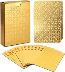 Waterproof Plastic Playing Cards - Durable Cool Deck of Cards - Standard Index Professional Premium Poker Cards - Vintage Casino Themed Card Games for Families or Adults - Gold Diamond Style
