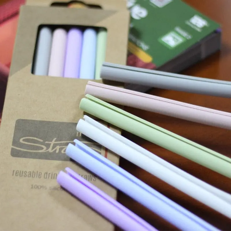 Silicone Openable Reusable BPA Free Environmentally Friendly Hot and Cold Drink Straws 10-PK