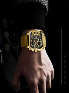 Men's Business Fashion Rectangular Dial, Analog-digital Luminous Quartz Watch, Casual Waterproof Watch, Trendy Watch for Daily Use As Gift with Box, National Day Offers, Luminous Fashionable Watch, Business Fashion Watches