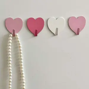 Heart-Shaped Sticky Hooks, Rustproof Reusable for Towels Clothes Keys, Easy Installation No Drilling, Christmas New Year Home Decor Essentials