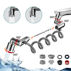 SUPAFA 1080° Swivel Faucet Extender for Bathroom Sink - 360 Rotate Faucet Aerator Sink Spray Attachment - 2 Mode Splash Water Robotic Arm with Flexible Hose