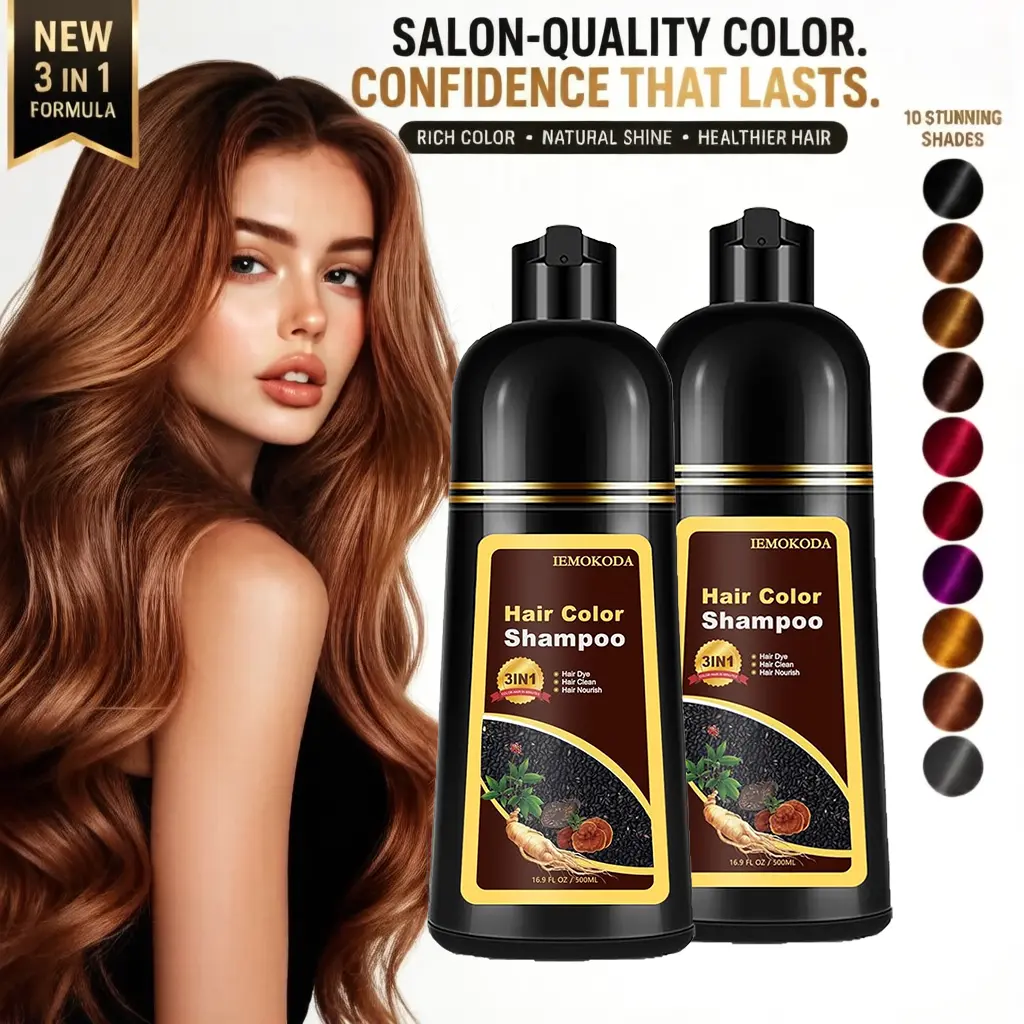 2 Bottles InstantHair Dye Shampo0 for Women & Men, 3 in 1 Instant Hair Color Shampoo for 100% Gray Hair Coverage, Magic Coloring Shampoo, Beard & Root Touch Up, Easy At-Home DIY Salon, Herbal IngredientsPlant Based for All Hair Types 16.9 Fl Oz