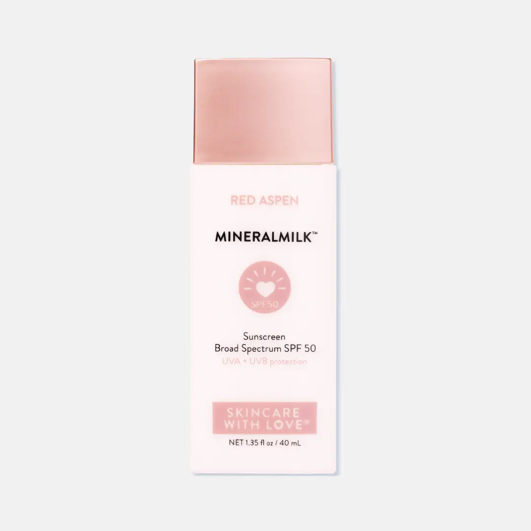 Red Aspen MineralMilk Sunscreen SPF 50 Lightweight Zinc Oxide with Niacinamide Ferulic Acid Primer