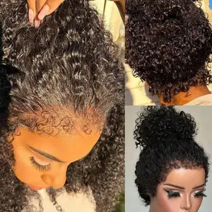 KissLove Glueless 360 Lace Wig Kinky Curly Human Hair Pre Cut Bleached Knots 4C Edge Invisi Strap Drawstring Snug Fit Ready To Wear Lace Frontal Wigs Pre Plucked Wigs summer hairstyles #DealsForYouDays