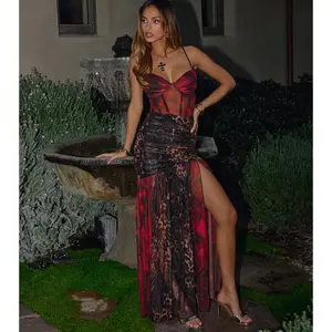 Cynthia Leopard Bustier A-Line Formal Dress