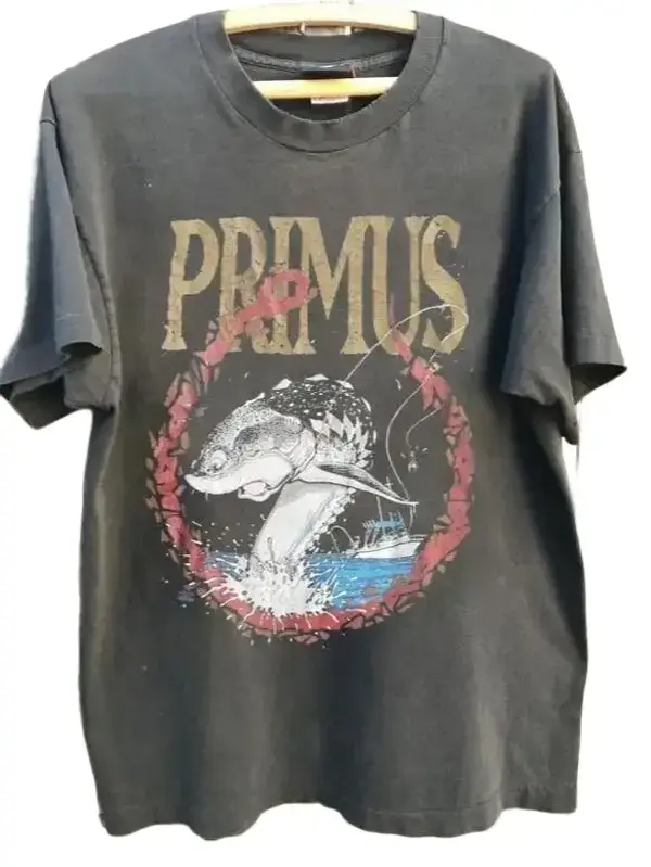 Vintage Primus Fish Band 90s Tshirt Charcoal, Rock Band Graphic Tee, Streetwear Y2k Style Unisex Clothing