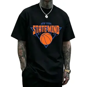 【Basketball Tee】【Viral TikTok Shirt】New York State of Mind Basketball Graphic T-Shirt Unisex Cotton Casual Short Sleeve Crewneck Streetwear Tee For Basketball Fans & Streetwear Lovers & Trend Seekers Camiseta Verano