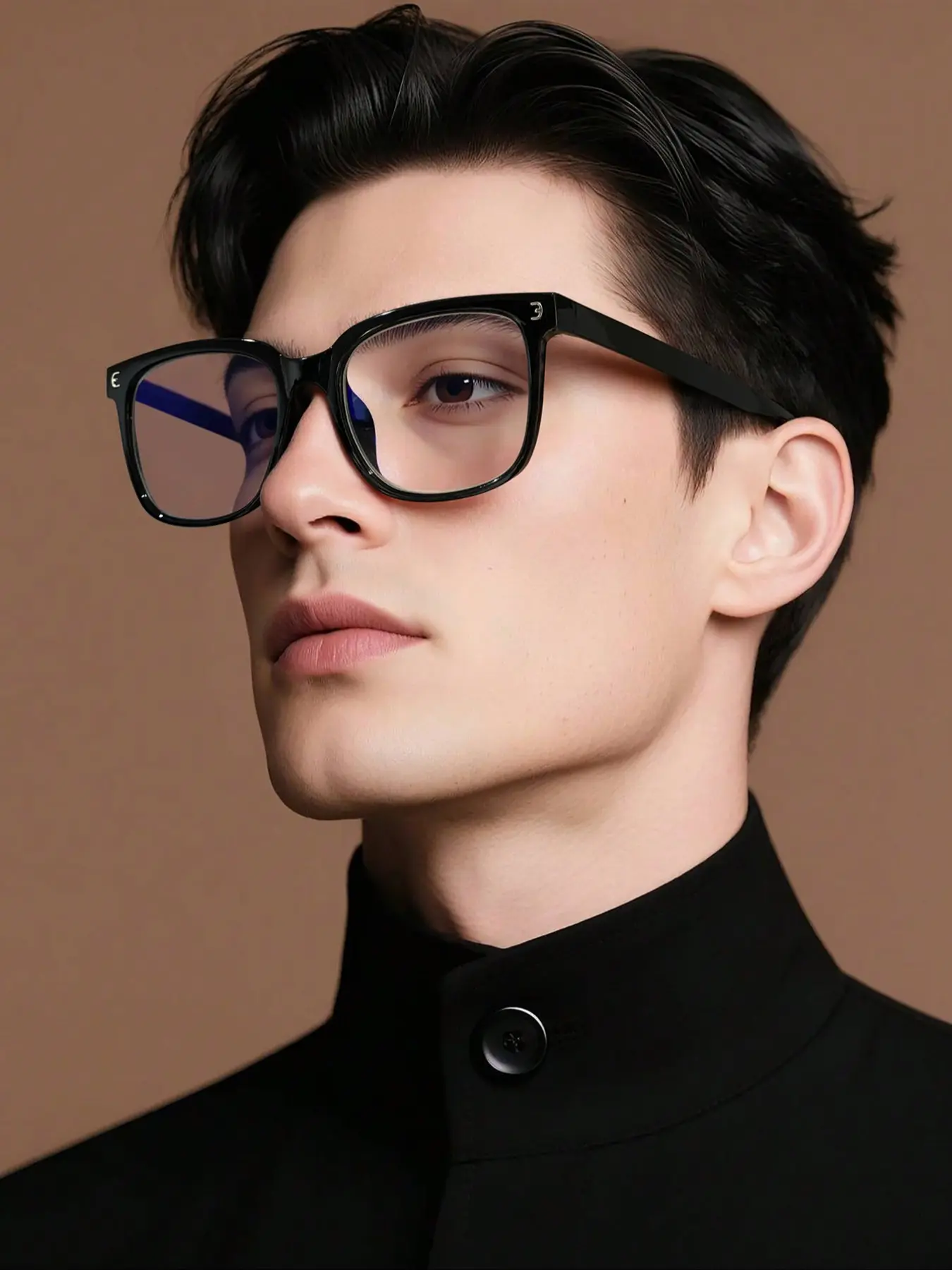 Men's Summer Acrylic Casual Rectangular Fashion Flat Mirror, Anti-Blue Light, Ideal for Daily, Reading, Commuting & Gaming, Square Frame Eyeglasses, Trendy Casual Glasses